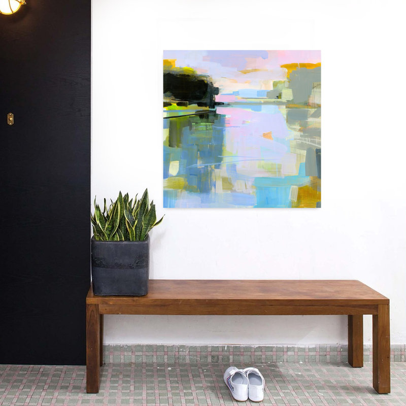 Chauncey Creek, paysage contemporain abstrait, art naturel, H 32 po x l 32 po