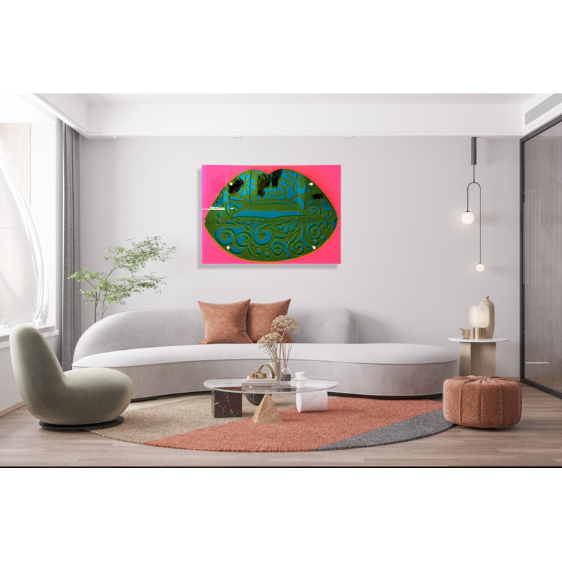 Sculpture murale Pop Art Lips - Miroir en acrylique abstrait