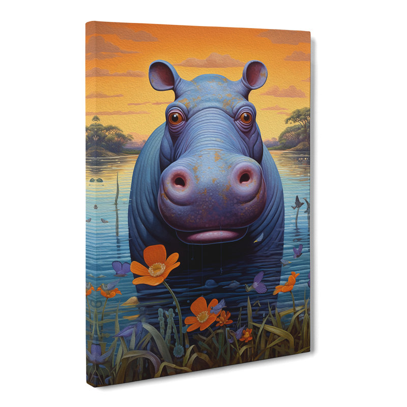 Hippo Modern - Art Prints - Wrapped Canvas, 60cm H x 40cm W x 3cm D