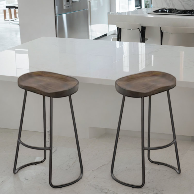 Tabouret de comptoir Pietrina, Brun