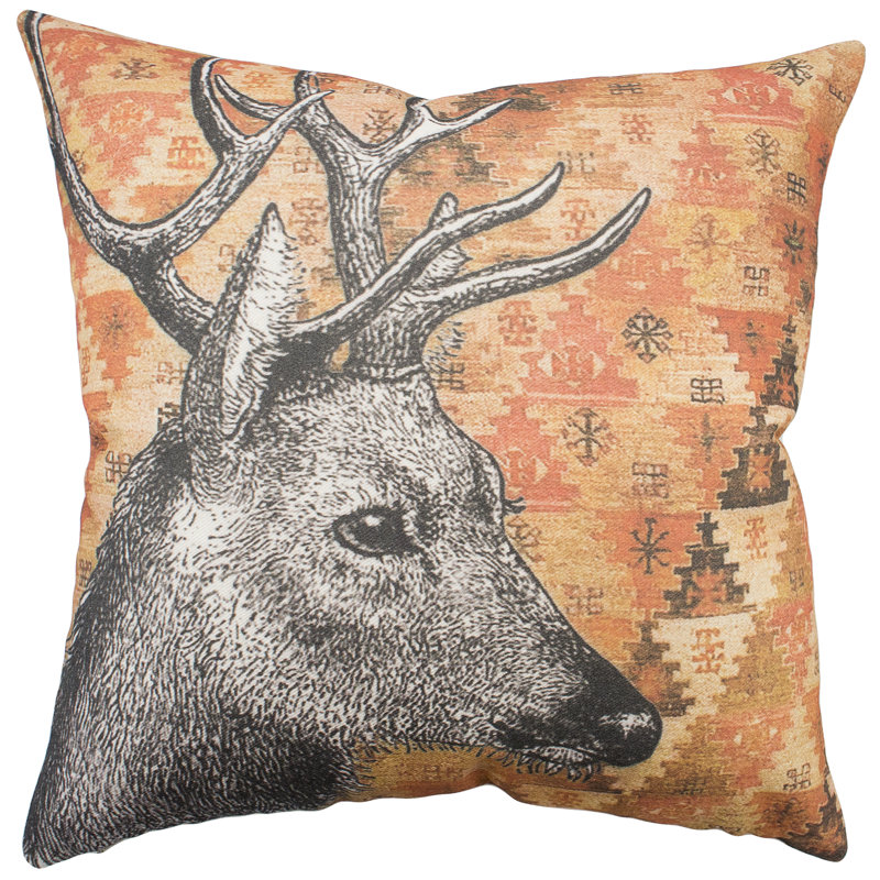 Deer Cotton Reversible Throw Pillow