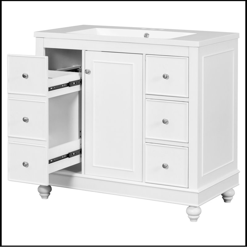 Meuble-lavabo simple 36 po avec comptoir Sebern, Blanc