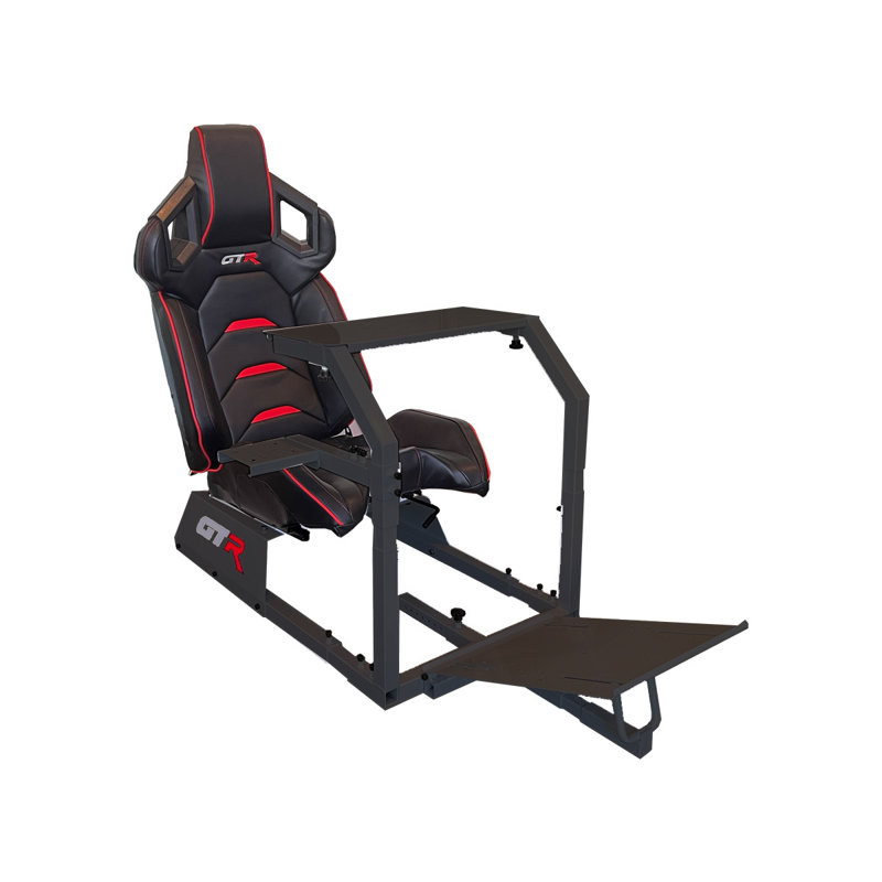 GTR Simulator Reclining Ergonomic Leather PC & Racing Game Chair with Footrest, Black
