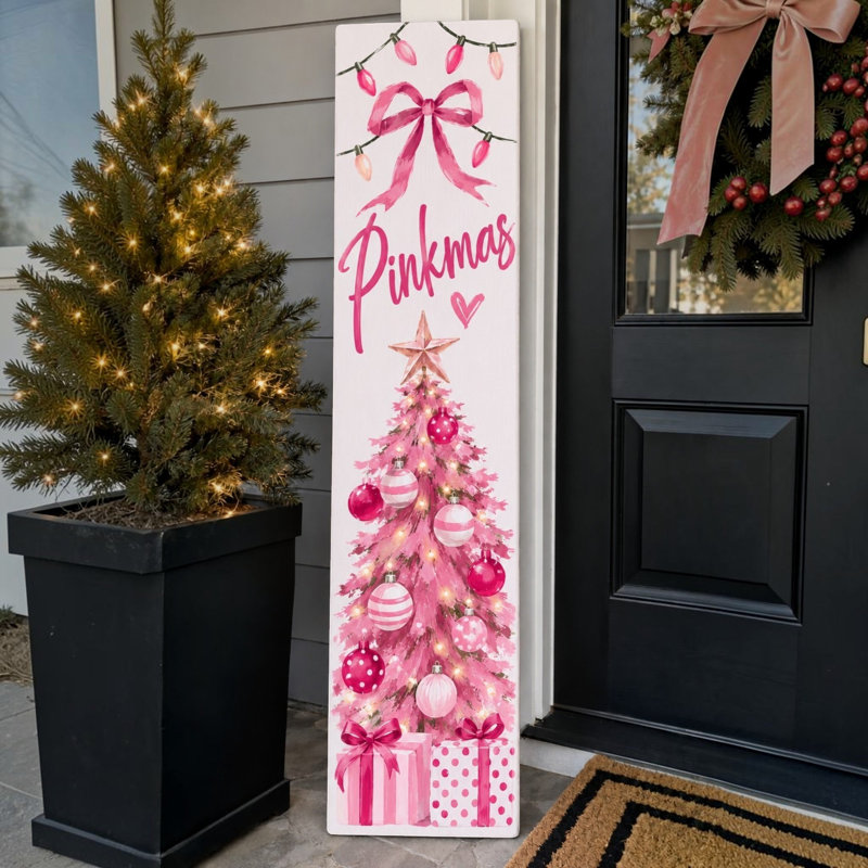 Panneau de véranda Merry Pinkmas, 5 PIEDS