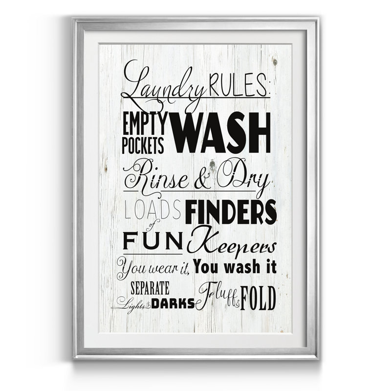 Laundry Laundry - Reproduction d'art textuel sur papier encadré, Argent, H 26,5 po x l 36,5 po x P 1,5 po