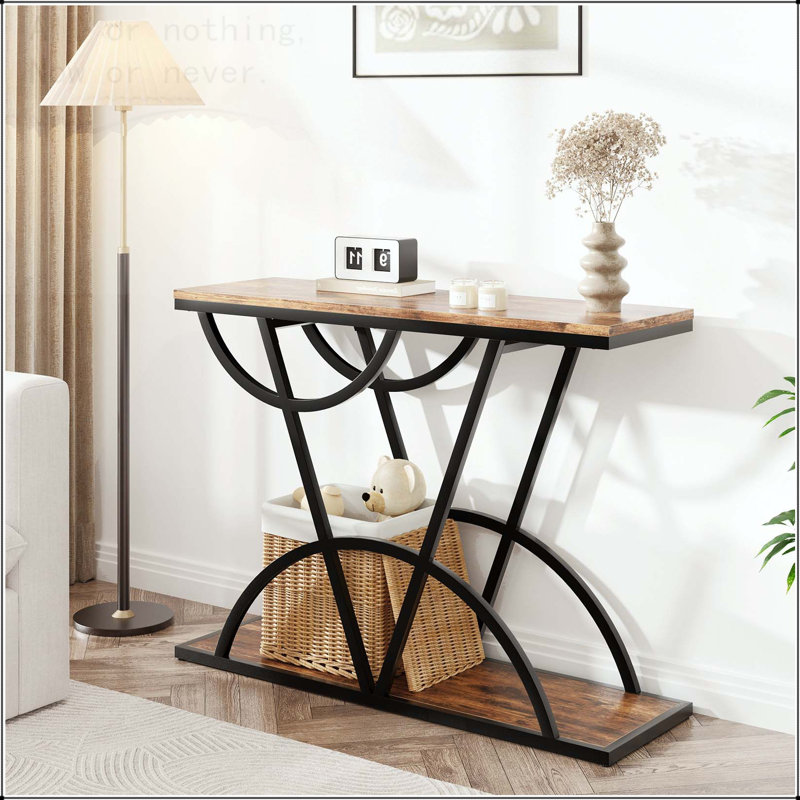 Console industrielle avec structure en métal Arch-and-Line, Brun