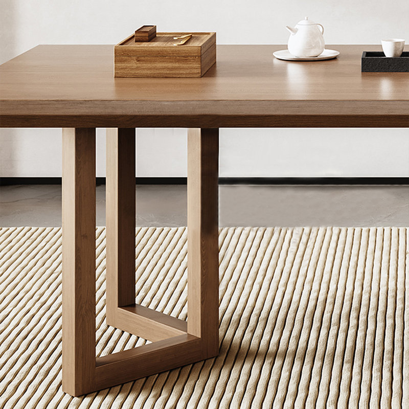 Table de salle à manger rectangulaire en bois massif brun, H 29,53 po x L 94,49 po x l 35,43 po