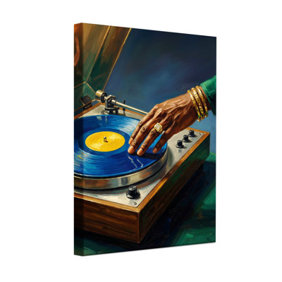 Joueur de disques en vinyle avec disque bleu Fashion Hand Hand