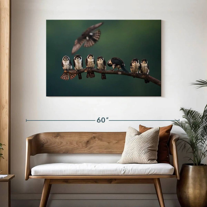 Perched Falconet Birds, 30" H x 45" W