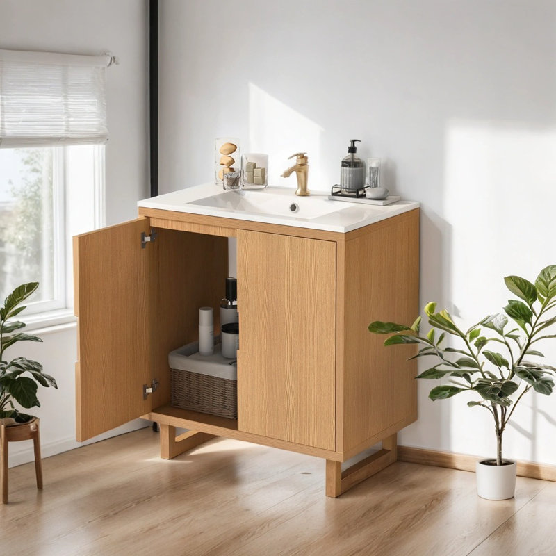 Meuble-lavabo 30 po avec lavabo, Bois robuste