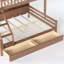 Lit superposé simple au-dessus de grand lit simple avec rangement, garde-corps courbés et tablettes latérales, structure en bois massif, aucun sommier requis, naturel profond-134228587-134228588