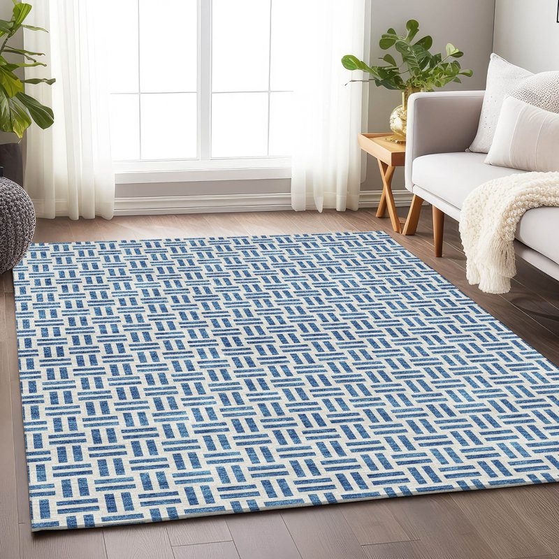 Premium Machine Washable Prisco Denim Rug, Rectangle 8' x 10'