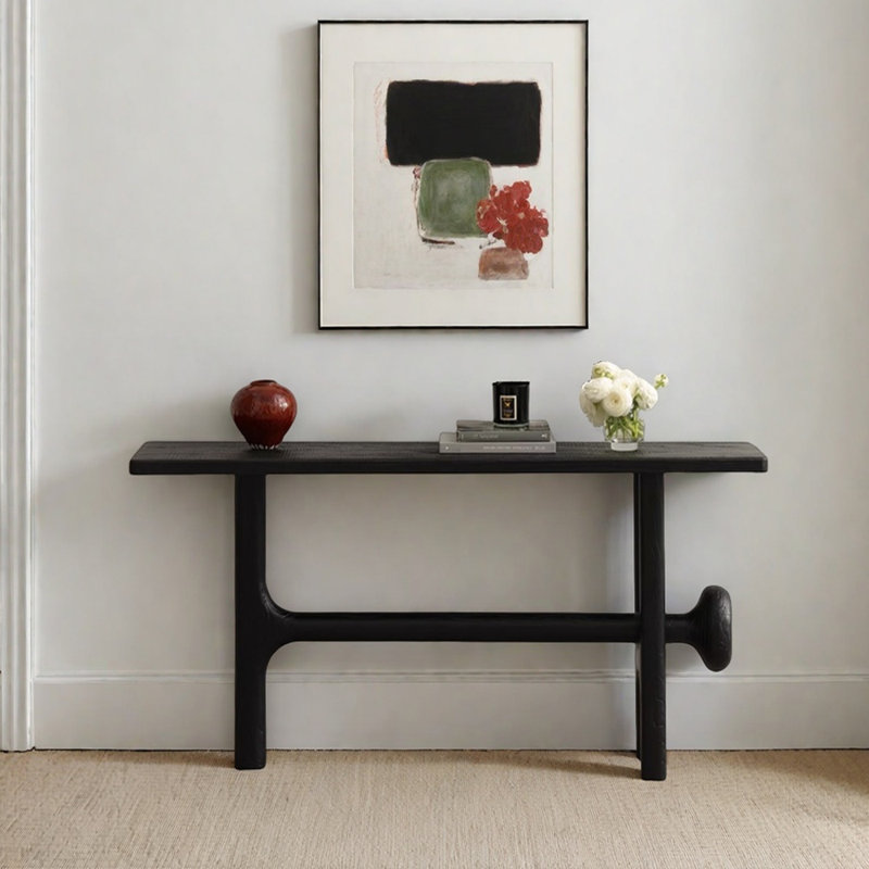 Wabi-Sabi Style Solid Ash Wood Entryway Table, 31.5" H x 47.2" W x 11.8" D