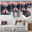 Silhouette de chat rose noir, Sunset Lake III - art mural chat-106108168-106108177