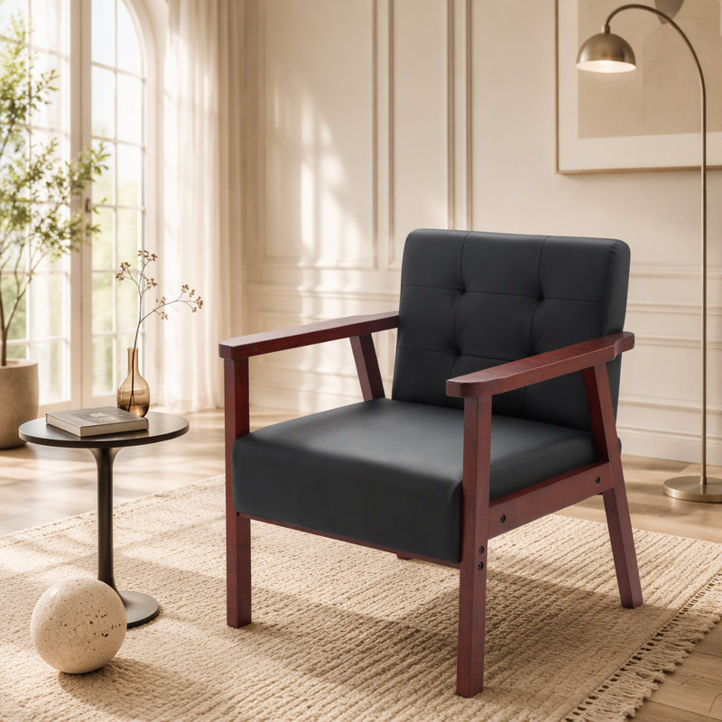  Fauteuil d'appoint en bois noir Pu