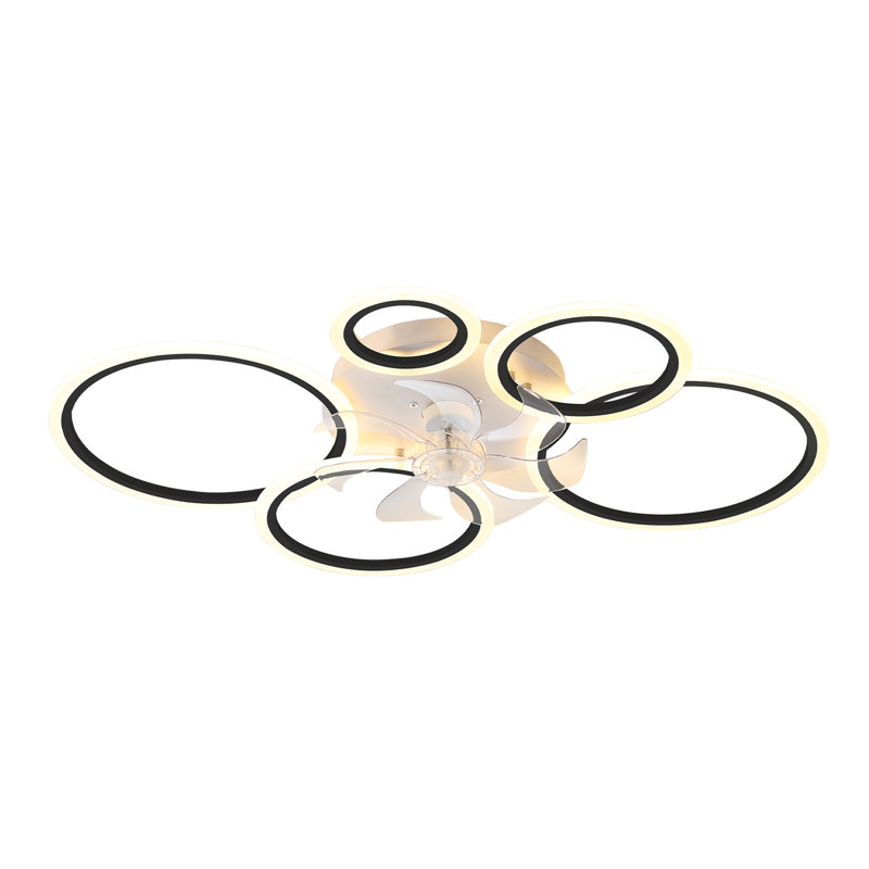Ventilateur de plafond noir avec télécommande et lumières APP, à intensité variable avec télécommande 7 pales et 6 vitesses de vent
