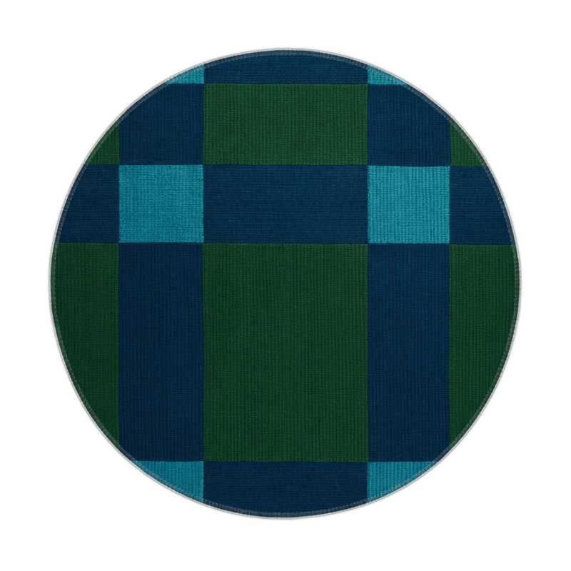 Tapis d'intérieur et d'extérieur à carreaux vert, Rond 5 pi