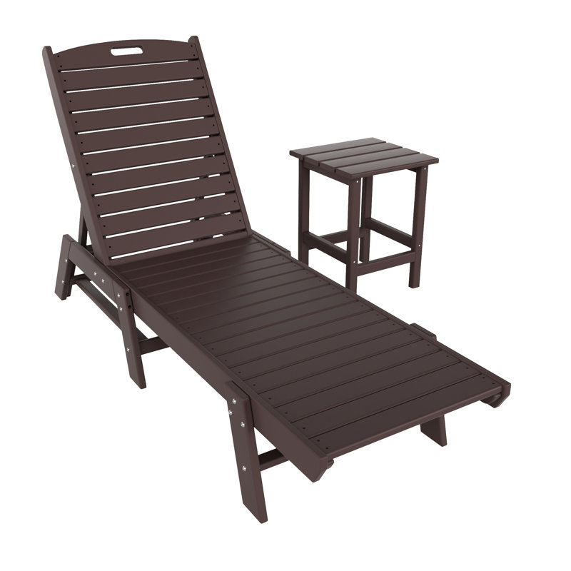 Laguna Outdoor Chaise Lounge with Table, Dark Brown