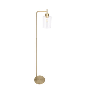 Lampe sur pied arquée en métal 61 po avec abat-jour en verre Liza pour les salons, les chambres et les bureaux