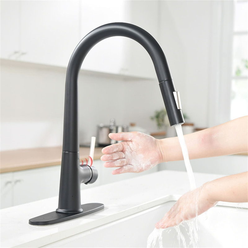 KIKO HOME Pull Out Touchless Kitchen Faucet, Matte Black