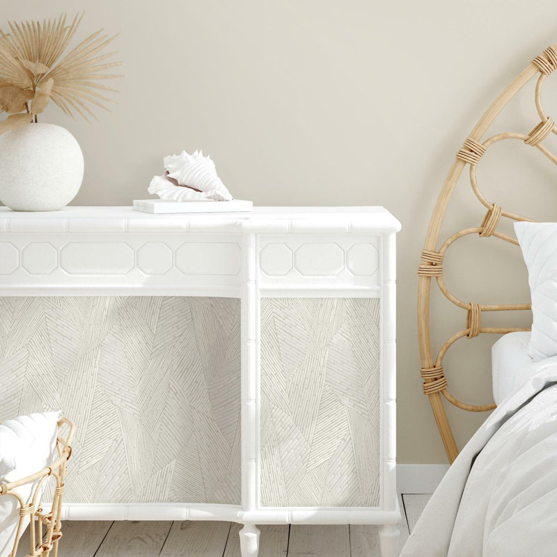 Rouleau de papier peint autocollant Eastford, Taupe / Blanc