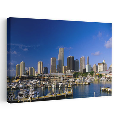 Marina And Downtown Skyline, Miami, Florida, Usa Abstract Contemporary Architecture City Wall Art
