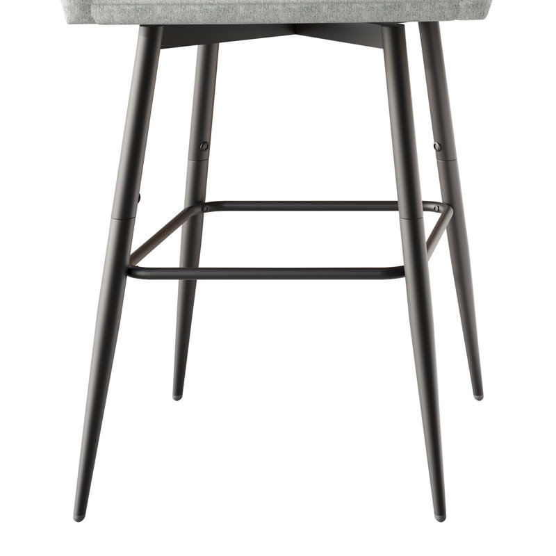Chaise de bureau pivotante en métal noir en gris clair Chenille, Gris clair