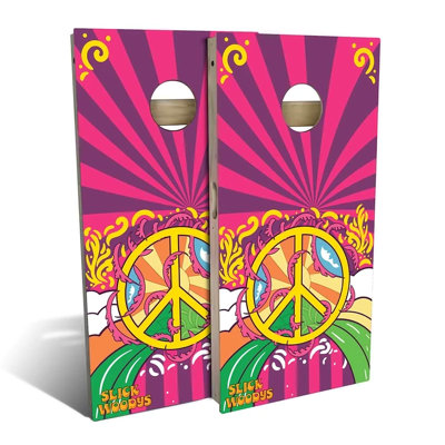 2' X 4' Peace Symbol Regulation Solid Wood Cornhole Set