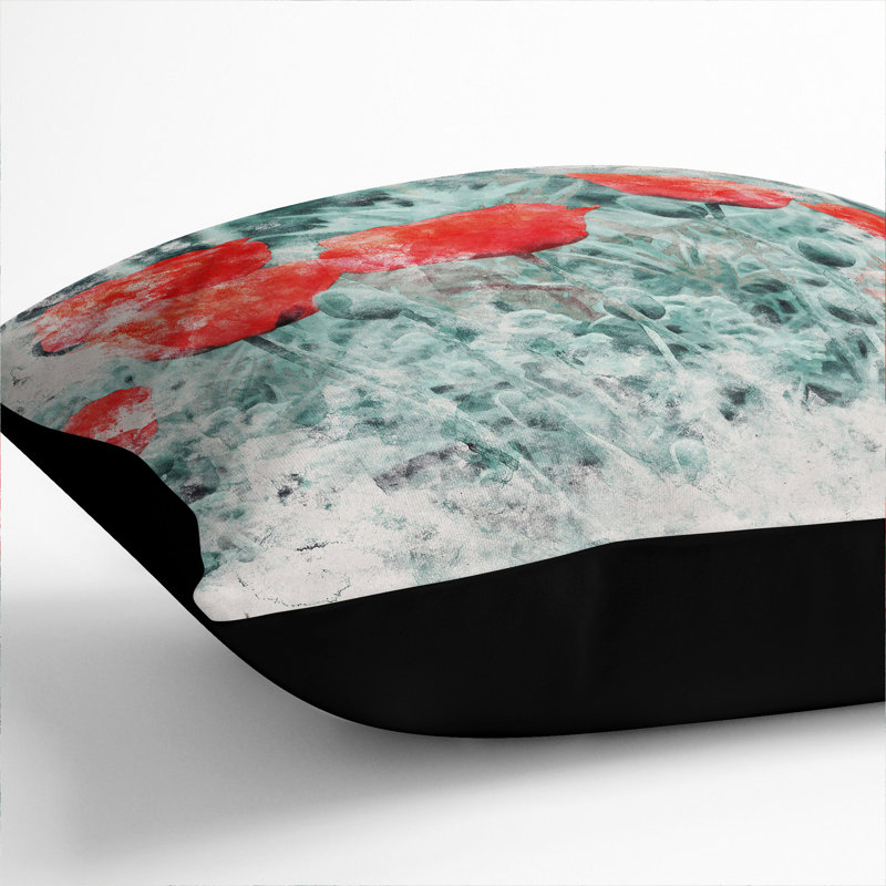 Field of Poppies Vol.4 Watercolour Scatter Cushion, Black, 40cm H x 40cm W x 15cm D