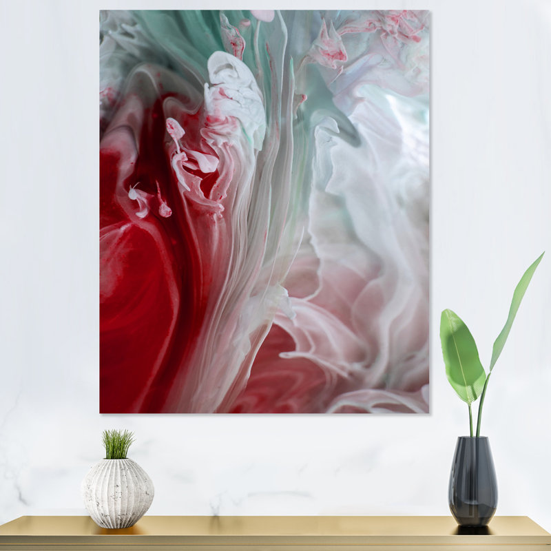 Art mural liquide en rouge et vert - décoration murale moderne en toile, Toile tendue, H 8 po x l 12 po x P 1 po