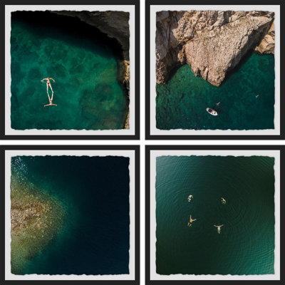 Quiet Coves Quadritych - ensemble de 4 reproductions de photos encadrées