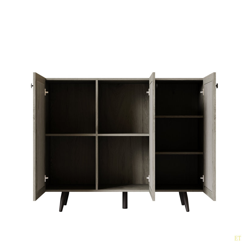 Armoire de rangement à trois portes, buffet en bois avec tablette réglable, armoire à café en bois, armoire de cuisine