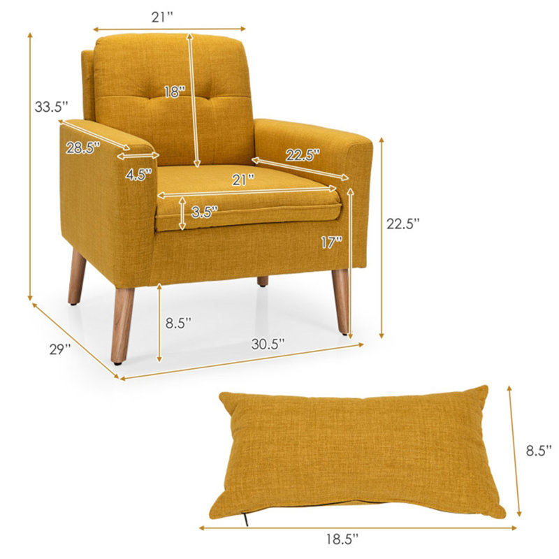 Araud Upholstered Armchair, Yellow Linen
