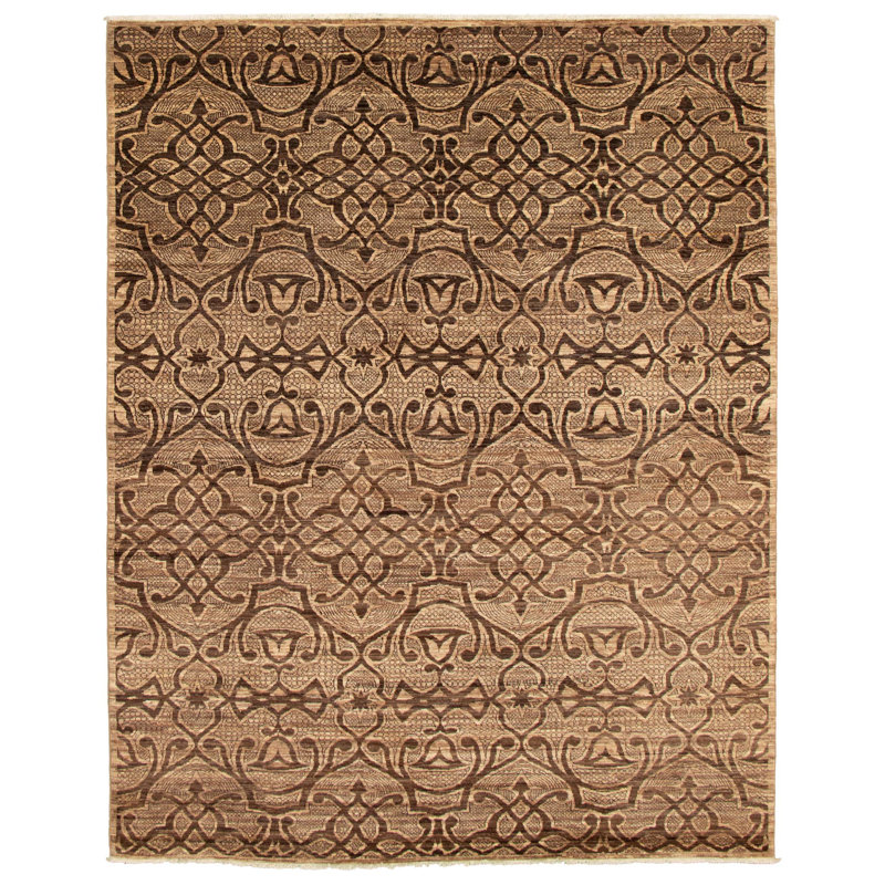 Tapis unique brun foncé / ivoire en laine nouée à la main de style nouvel âge 18 / 20ème 7 pi 9 po x 9 pi 9 po