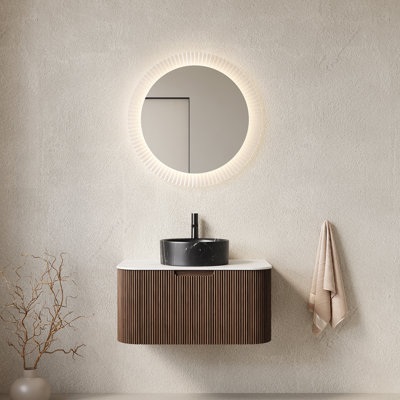 Meuble-lavabo flottant à rayures Anka