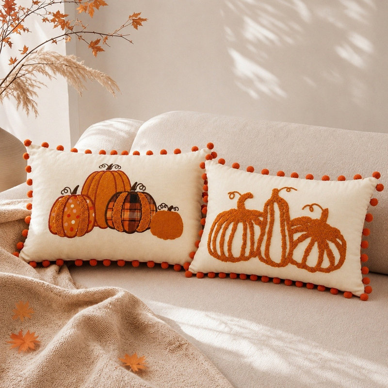 Housses de coussin 20 po x 12 po à motif citrouille d'automne