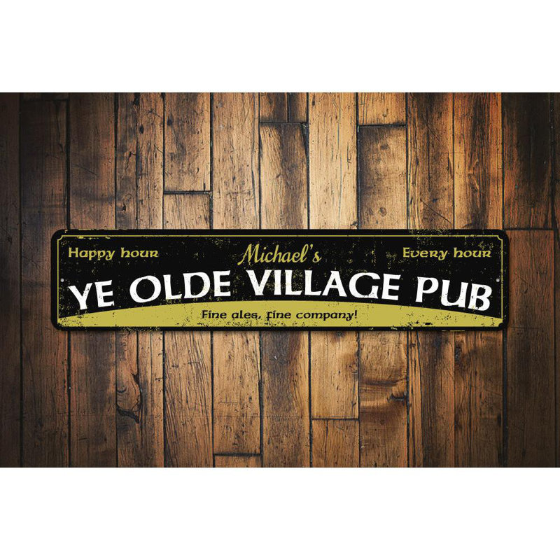 Plaque Ye Olde Village, H 4 po x l 18 po x P 0,04 po