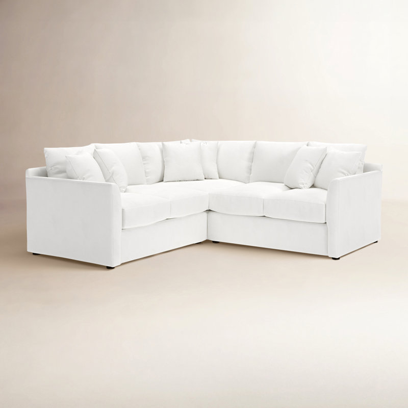 Cecelia Upholstered L-Sectional, Classic Bleach White Twill, Left Hand Facing