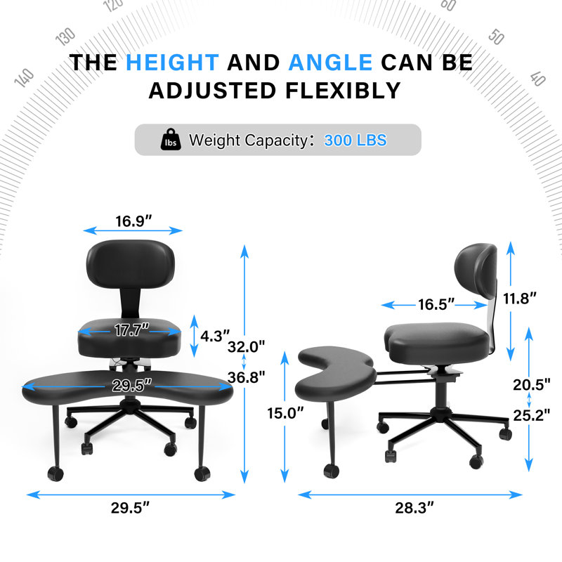 Meditation Chair with Wheels, ADHD Chair For Adults With Adjustable Back Support
