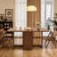 Foldable Dining Table and 4 Chairs Set, Solid Wood in Walnut with Storage Drawers and Casters-2004682063
