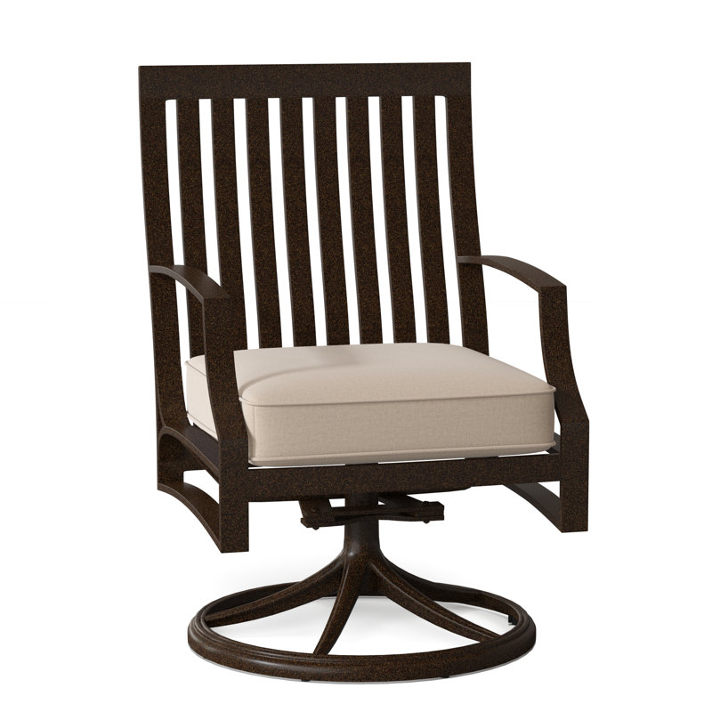 Seal Cove Outdoor Dining Armchair, Chestnut Brown, Brisa Charcoal Distressed Faux Leather