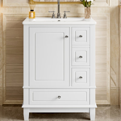 24" bathroom vanity with ceramic sink