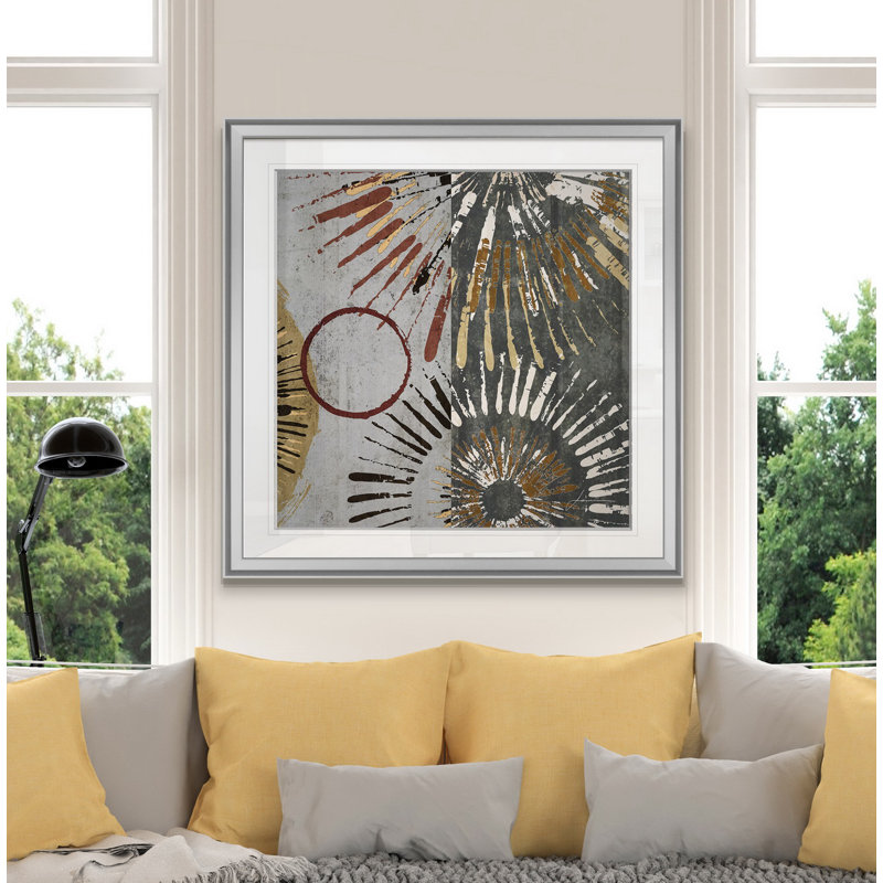 « out burst tiles ii », peinture, H 16 po x l 16 po x P 1,5 po, Encadrement argenté