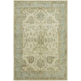 Riceboro Wool Floral Area Rug in Ivory/Light Blue