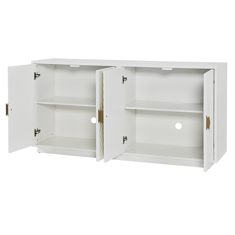 Buffet de 60 po Jadynn, table de buffet, crédence de bureau à quatre portes, Blanc