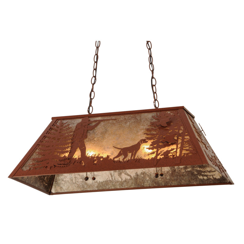 Rustic Lodge 6 - Light Pendant, 12" H x 33" W x 17" D, Rust, Rust