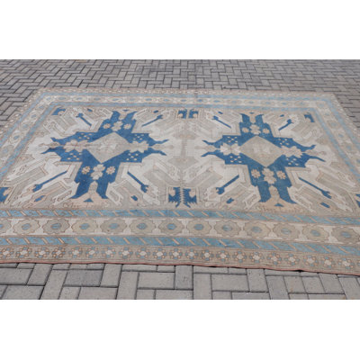 Tapis turc surdimensionné en laine pour décoration bohémienne avec motif Oushak