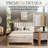 Modern Queen Linen Upholstered Platform Bed with Channel Headboard and Square Wood Posts, Beige -28691553-28691559