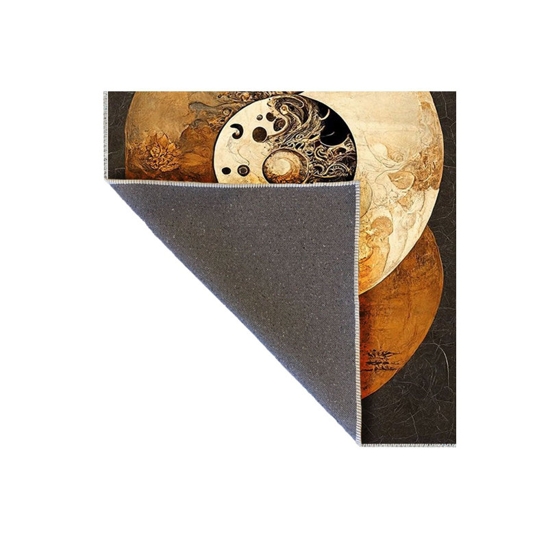 Tapis décoratif moderne à motif tissé gris à motif abstrait Ying Yang, Tapis de couloir 3 pi 3 po x 9 pi 10 po