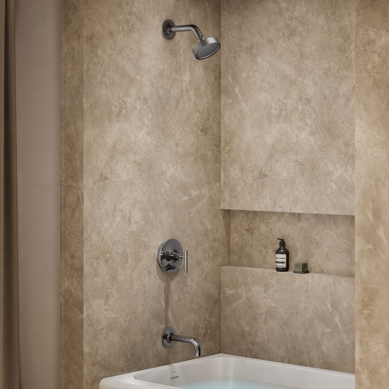 Purist Rite-Temp Pressure-Balancing Bath and Shower Faucet Trim with Push-Button Diverter, 7-3/4" Spout and Lever Handle, Valve Not Included